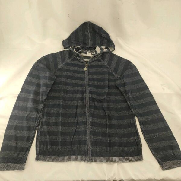 A13【良品】ARMANI EXCHANGE アルマーニエクスチェンジ パーカー 長袖 羽織り フード ジップ ネイビー トップス