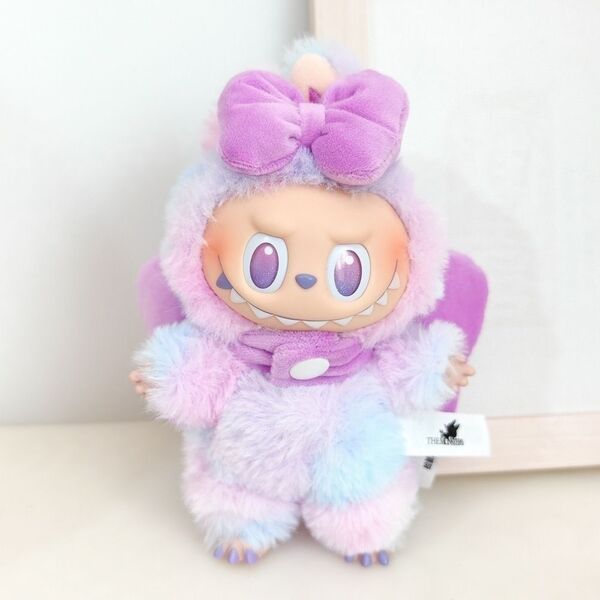 着せ替え リボン ぬいぐるみ服 パープル ラブブ LABUBU POPMART 紫 リボンアクセサリー コスチューム 小物 推し活