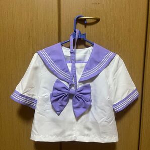 セーラー服 制服 夏物 女子 学生服 特大 リボン 紫