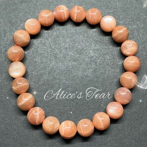 ★オレンジムーンストーン★ブレスレット☆ 6月の誕生石天然石C12183