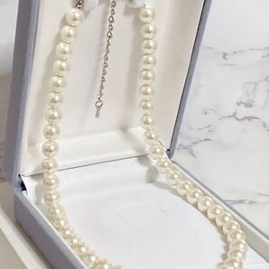 A314 新品未使用☆ベージュ系 約38㎝~ 約8㎜ 本貝パール シェル パールネックレス シンプル オシャレ