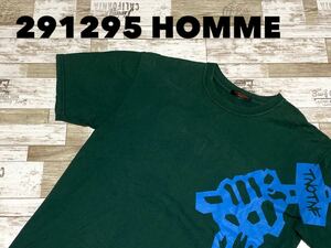 ☆送料無料☆ 291295=HOMME 291295=オム 古着 半袖 Tシャツ メンズ グリーン プリント トップス 中古 即決