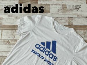 ☆送料無料☆ adidas アディダス 古着 半袖 ロゴ Tシャツ メンズ M ホワイト トップス 中古 即決