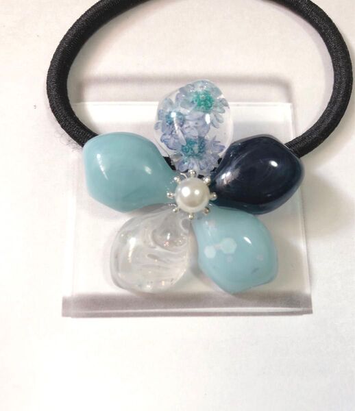ハンドメイド レジン お花 ヘアゴム