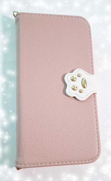 Galaxy A54 5G ケース 手帳型 可愛い 猫 ギャラクシー カバー スマホケース ピンク×ホワイト