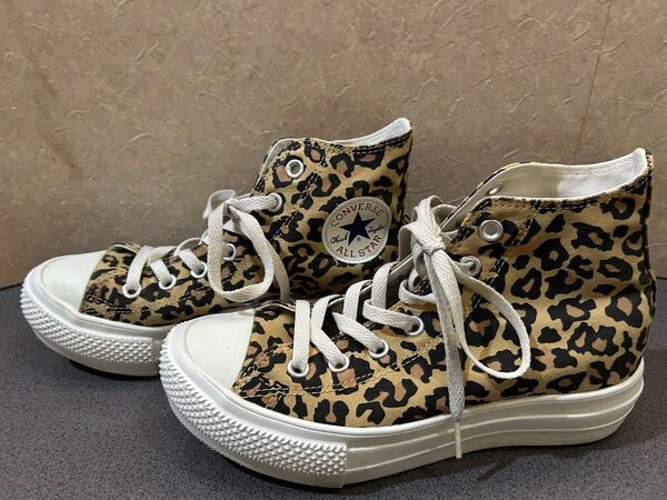 CONVERSE ALL STAR 厚底レオパード柄ハイカットスニーカー 24cm