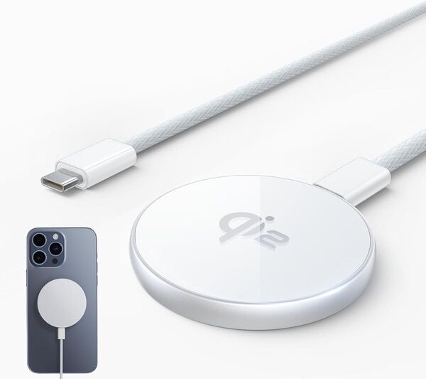 ワイヤレス充電器 【Qi2 公式認証15W超低温】 MagSafe充電器 マグネット式 超薄 超軽量 小型 マグセーフ充電器