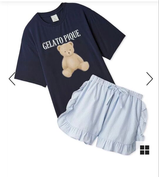 gelato pique ONLINE限定 接触冷感 ベアワンポイントTシャツ&ストライプショートパンツセット