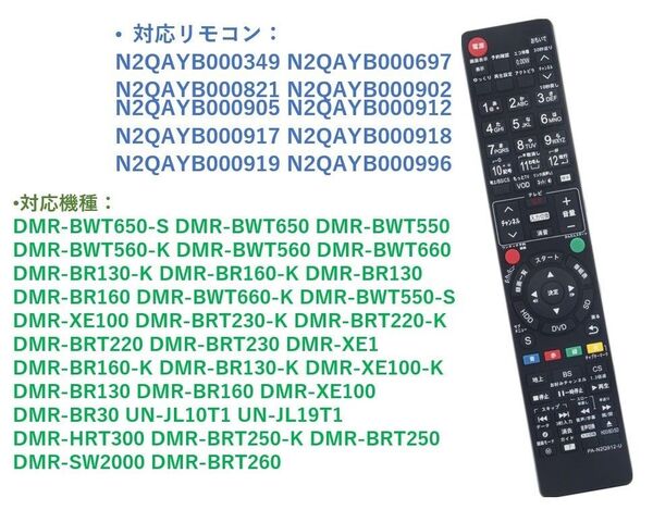 2-62 パナソニック DIGA ブルーレイディスクレコーダー 代用リモコン