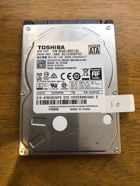 TOSHIBA 2.5インチ HDD 1TB MQ01ABD100