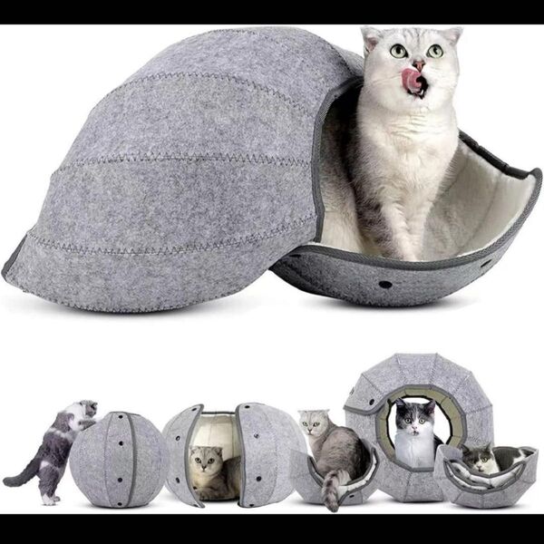 猫 ベッド ペット トンネル 猫はうす冬用 キャットハウス 室内用 ペットハウス 猫おもちゃ 室内猫用 お手入れ簡単ペット用ベッド