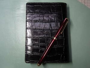 ** comfortable * cow leather black ko type pushed .A6 library book@ cover * black BLK* hand made **