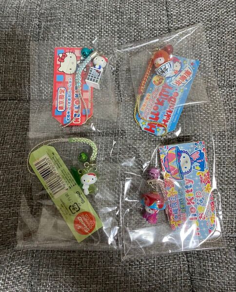 平成レトロ サンリオ ハローキティ 根付け ストラップ キーホルダー 4点セット