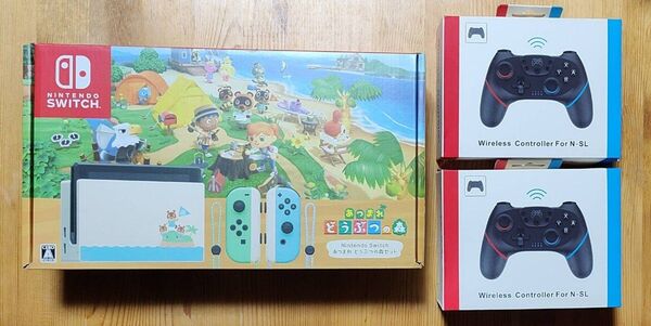 Nintendo Switch あつまれどうぶつの森セット コントローラー 2個 画面焼けあり