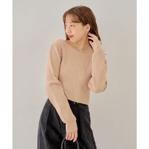 【Chico】バック開きリボンリブニット (pink)