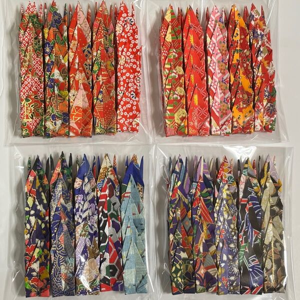 折り鶴 折り紙 和柄 赤系 青系 100羽