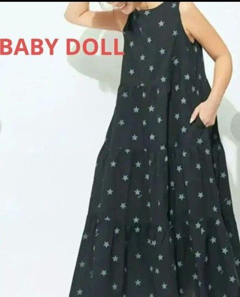 BABYDOLL ティアードワンピース ロングワンピース 人気 完売商品 星 美品 ノースリーブ