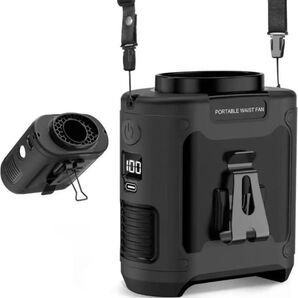 腰掛け扇風機 ベルトファン 10000mAh大容量 5段階風量調節 LEDライト