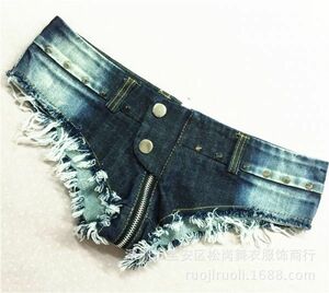 [ новый товар ] Zip . передний . задний . открывать супер короткий Denim шорты размер M