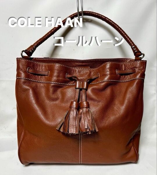 COLE HAAN コールハーンショルダーバッグ/レザー/BRW/無地