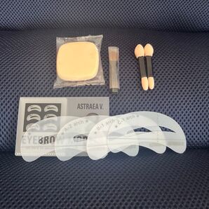 コスメ小物 リップブラシ、メイクブラシ、スポンジ アイブローモデル4枚 まとめ売り