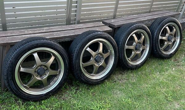 ◇送料込み◇社外15インチアルミ◇165/55R15◇タイヤ4本◇現状渡し品◇