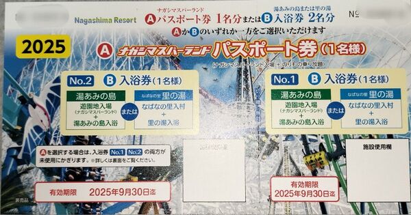 ナガシマリゾート 入場券 パスポートまたは入浴券2025