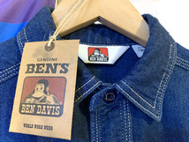 BEN DAVIS ベンデイビス デニムシャツ グラデーション カラー 2トーン 濃紺 白 ネイビー ホワイト マチ付き USED サイズS_画像6