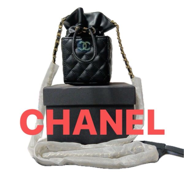 1点のみ☆未使用☆CHANEL☆ノベルティ☆バッグ☆巾着ショルダー☆ゴールドチェーン☆ブラック