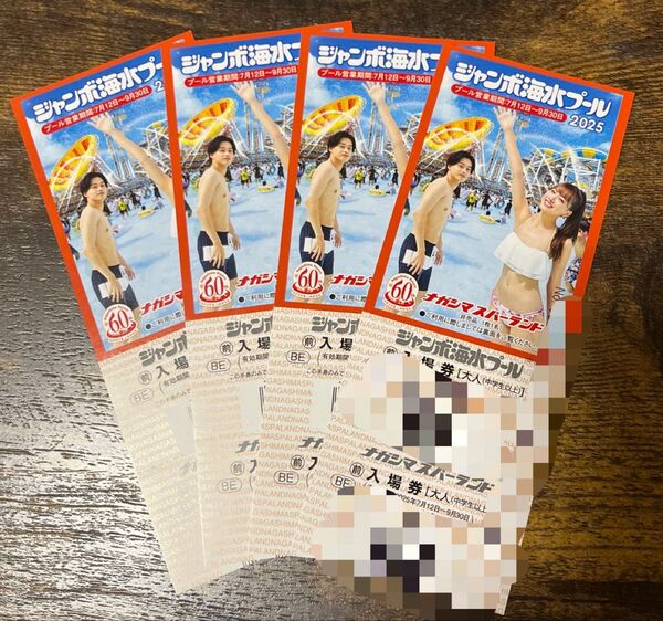 ナガシマスパーランド ジャンボ海水プール 入場券 4枚セット