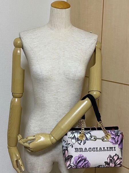 braccialini 花柄 ハンドバッグ ショルダーバッグ2WAY クロスボディー ゴールド金具 レディース