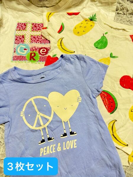 半袖 Tシャツ GAP ZARA 3枚セット 86 90 95 果物 フルーツ ハート 白 青 ピンク 女の子 キッズ 子供服