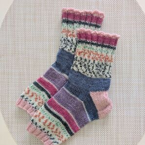 opal KFS家族の笑顔 で編んだ もぐらソックス つま先なしくつした ☆ 手編み靴下