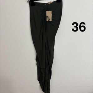 36 N°21 カーキ アシンメトリー スリット スカート
