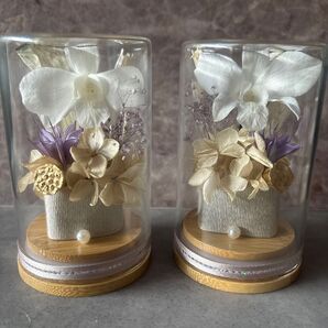 NO.802 プリザーブドフラワー 仏花 ガラスドーム一対(2個)