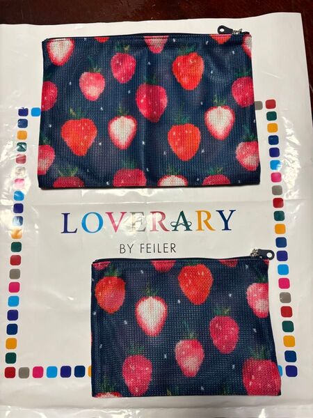 LOVERARY BY FEILER いちご柄メッシュポーチ 2個セット