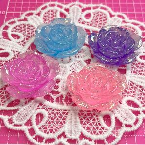 NO.300 蓄光 クリア グリッターラメ ローズ 1個30円