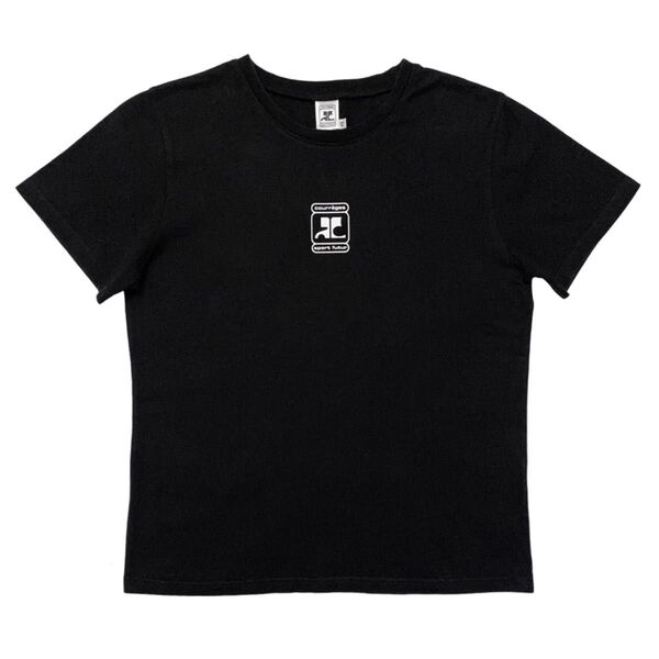 Courreges クレージュ ロゴ 半袖 Tシャツ Tee トップス VINTAGE ヴィンテージ オールド 古着 ブラック 黒