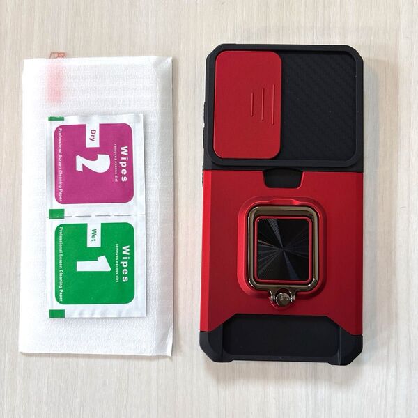 NKECXKJ Galaxy S25/S24 ケース&強化ガラスフィルム カード収納 横置き機能リング スタンド 耐衝撃