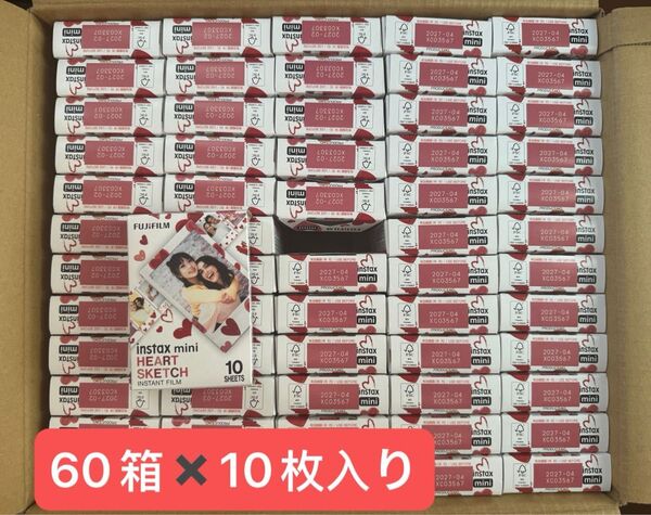 instax mini HEART SKETCH チェキ フィルム 600枚 元箱発送 有効期限27年2月30箱 27年4月30箱