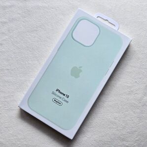 iPhone 15 ソフトミント シリコーン ケース カバー アップル Apple 純正 ①