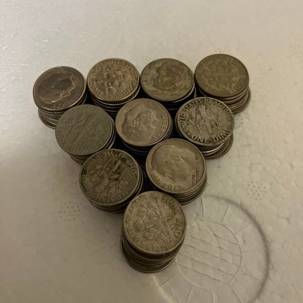 アメリカ10セント硬貨100枚10ドル分フランクリン・ルーズベルト柄1ダイム1Dime