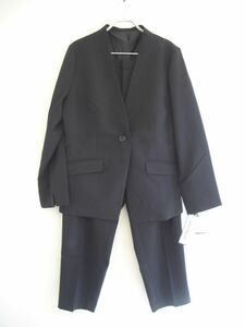 洗えるストレッチパンツスーツ　ブラック　LL 【IY-179】