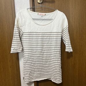 Pink adobe(ピンクアドベ)(ワールド)ボーダー七分袖 カットソー L