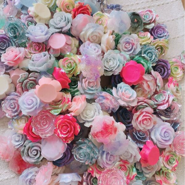 大きい薔薇デコパーツ大量まとめ売り100個ハンドメイドデコレーション貼り付け