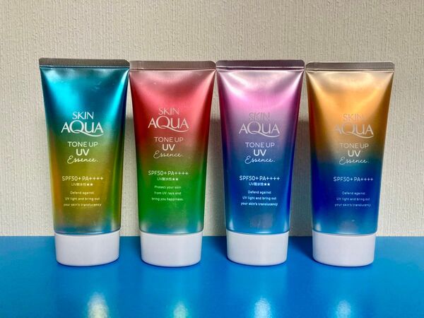 スキンアクア トーンアップUVエッセンス 日やけ止めエッセンス 80g ローズ ラテベージュ ミントグリーン ラベンダー 4本