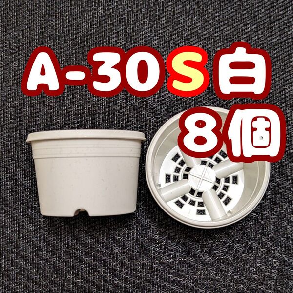 プラ鉢《A-30S》白 8個 プラ鉢 3号相当 スリット鉢 多肉植物 プレステラ 植木鉢