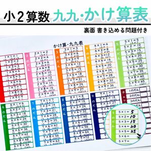 かけ算表 掛け算ポスター 九九表 小学校2年生 入学準備 就学準備 幼児教育 知育