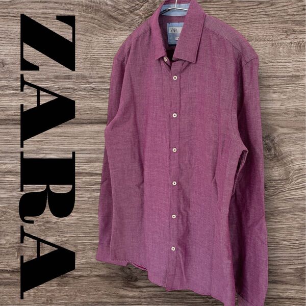 ZARA ザラ トップス カジュアルシャツ シャツ 長袖 メンズ M 38 パープル 紫