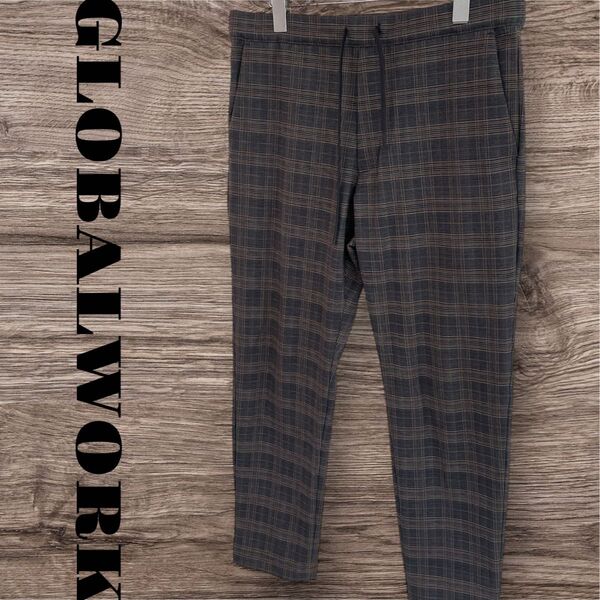 GLOBALWORK グローバルワーク カジュアルパンツ ストレッチパンツ パンツ ボトムス 長ズボン チェック柄 メンズ M